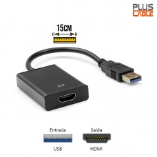 Cabo Adaptador USB 3.0 x HDMI ADP-USBHDMI10BK Plus Cable